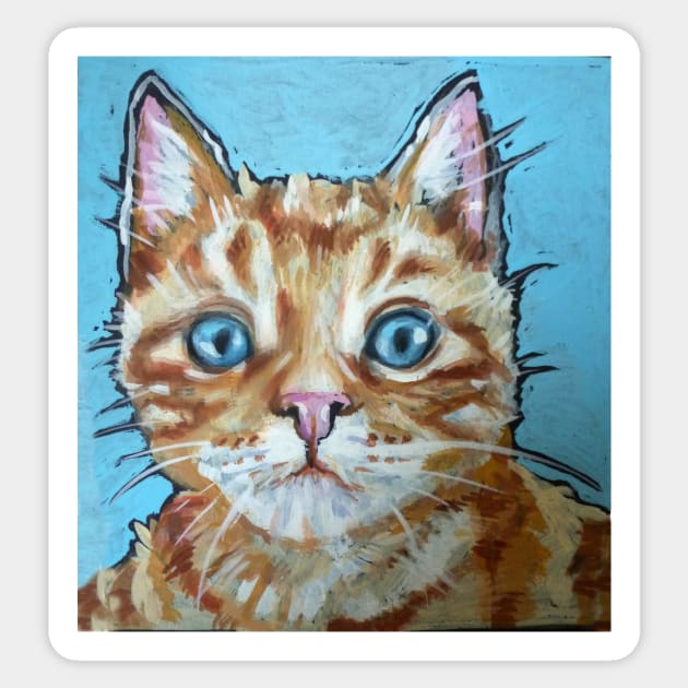 Woody the cat Sticker by kathyarchbold